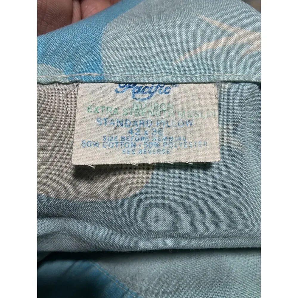 Disney 70s Mickey Mouse Frontierland Blue Pillowcase Knight Princess Vtg Cham